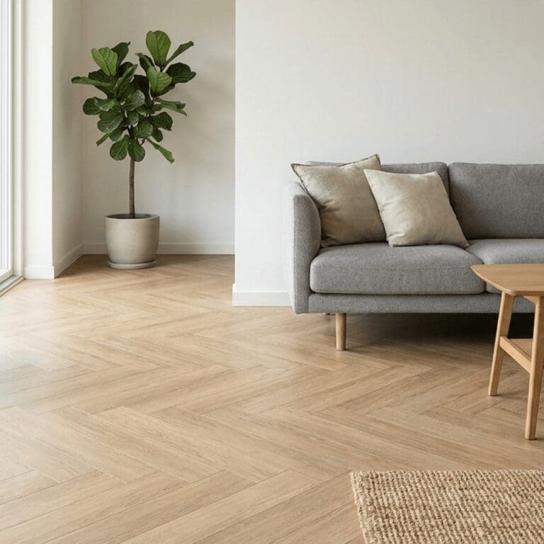 Countersett Larch Herringbone flooring