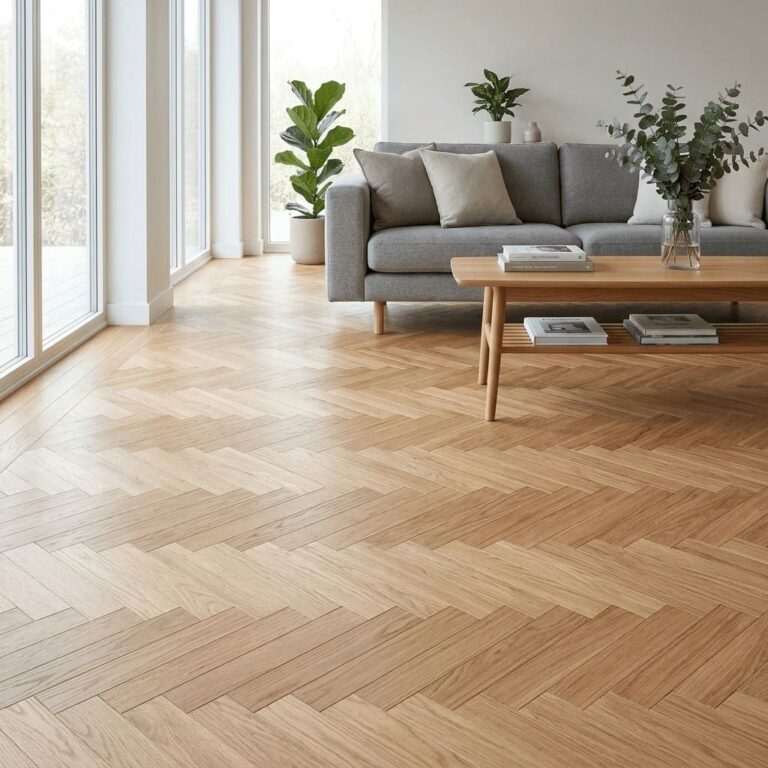 Broxton Oak Herringbone flooring – room setting