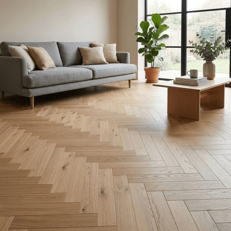 Bunbury Oak Herringbone flooring – room setting
