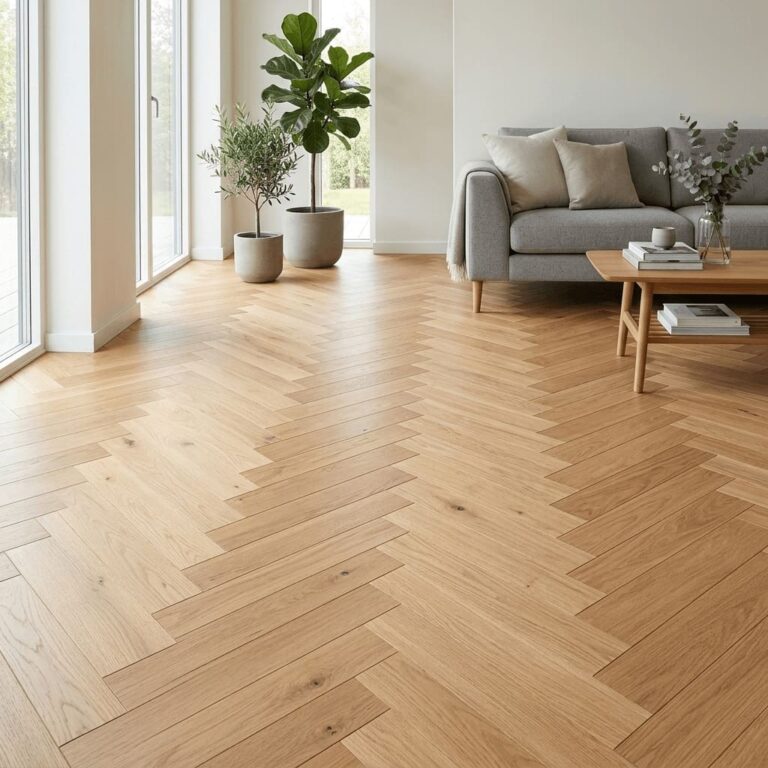 Calveley Oak Herringbone flooring – room setting