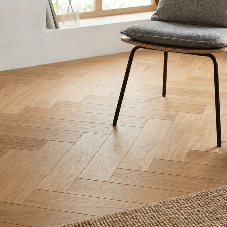 Countersett Larch Herringbone flooring – detail