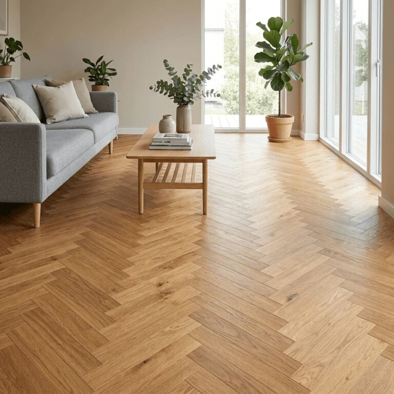 Delamere Oak Herringbone flooring – room setting