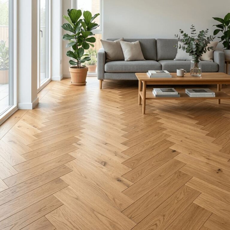 Farndon Oak Herringbone flooring – room setting
