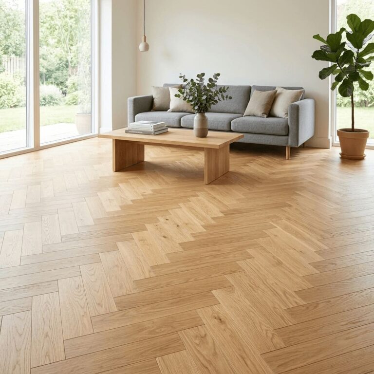 Ridley Oak Herringbone flooring – room setting